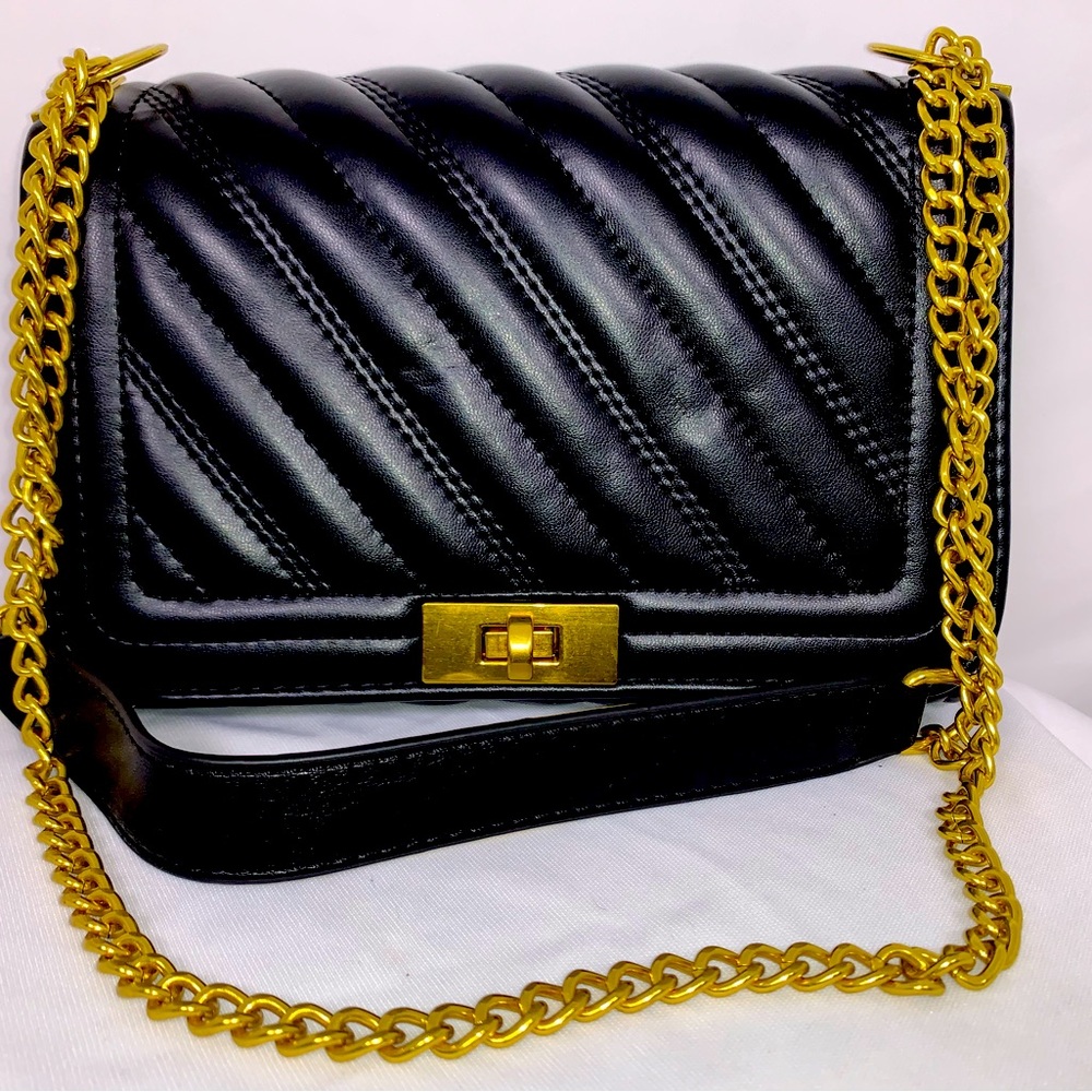 Classic waffle style black handbag